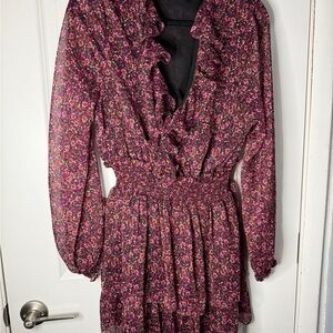 Zara Purple Floral Long Sleeve Dress